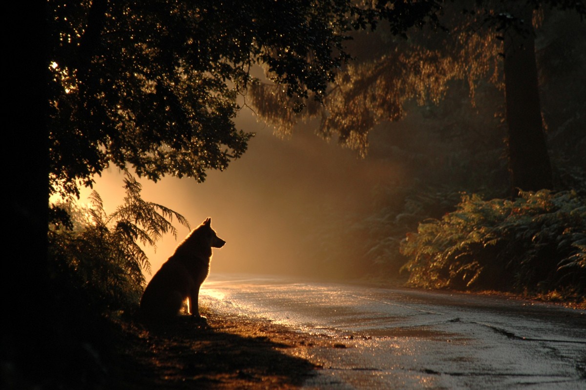 8K壁纸|雾色森林的清晨，它在光的尽头，守着一条通往暖的路-觅屏壁纸