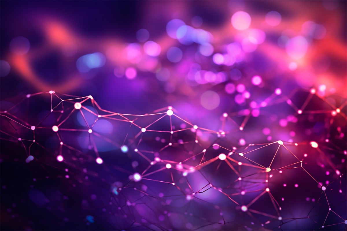 4K 超清赛博粒子风壁纸｜科技网络与霓虹质感高清桌面壁纸-觅屏壁纸